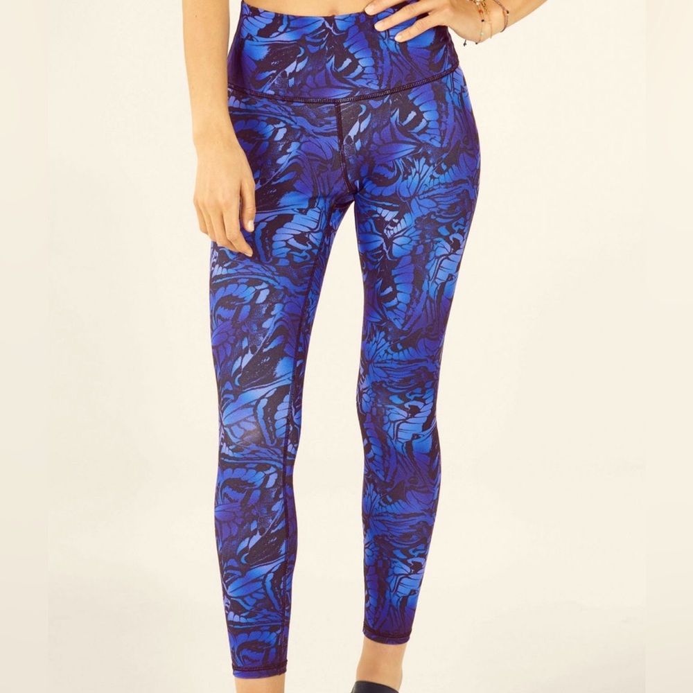 Fabletics Define Powerhold High-Waisted 7/8 Leggings ~ Black Purple Aya ~ Sz L
